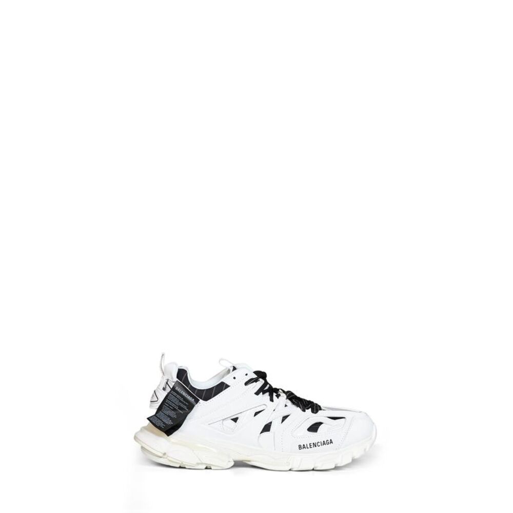 Balenciaga Men Black And White Polyurethane And Cotton Track Shirt Sneakers